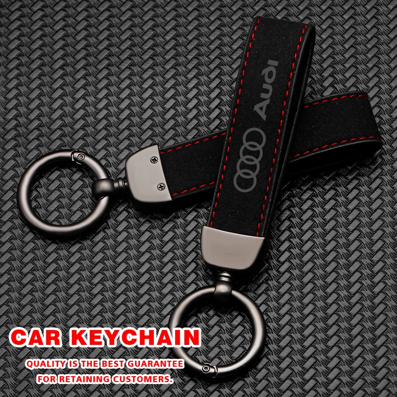 

Fashion Car Logo Keychain Suede Leather Keyring Metal Buckle Key Chain Gifts Accessories For Audi A3 A4 Q3 Q5 Q7 S3 S4 S5 S6 TTS