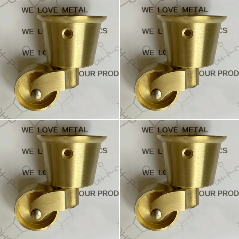 

4PCS 1.25inch Pure Brass Cup Furniture Casters Universal Swivel Rollers Table Chair Sofa Foot Wheels Protect Furniture Pulleys