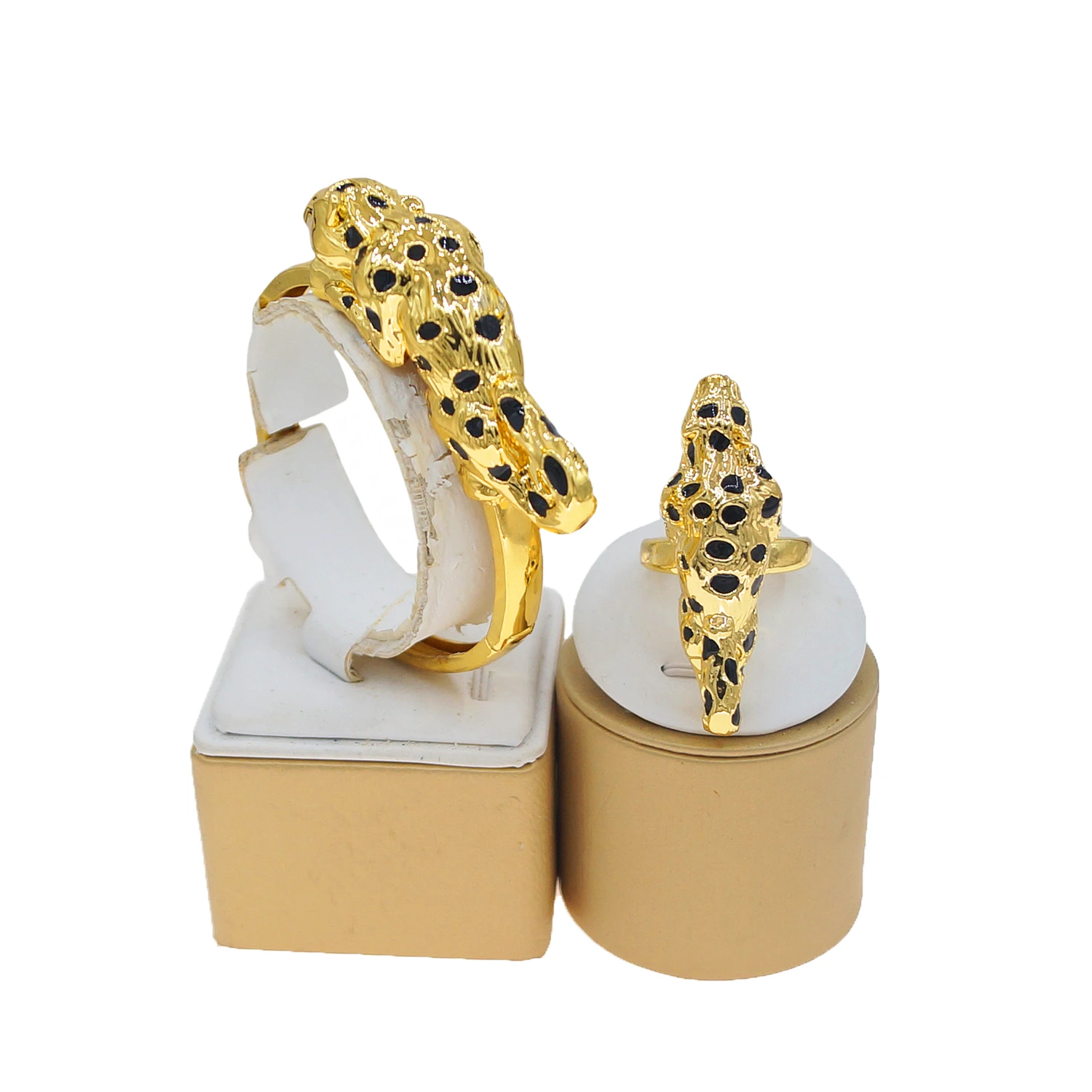 Yulaili новый дизайн браслета Набор колец 18-каратного золота с покрытием Cheetah Trend