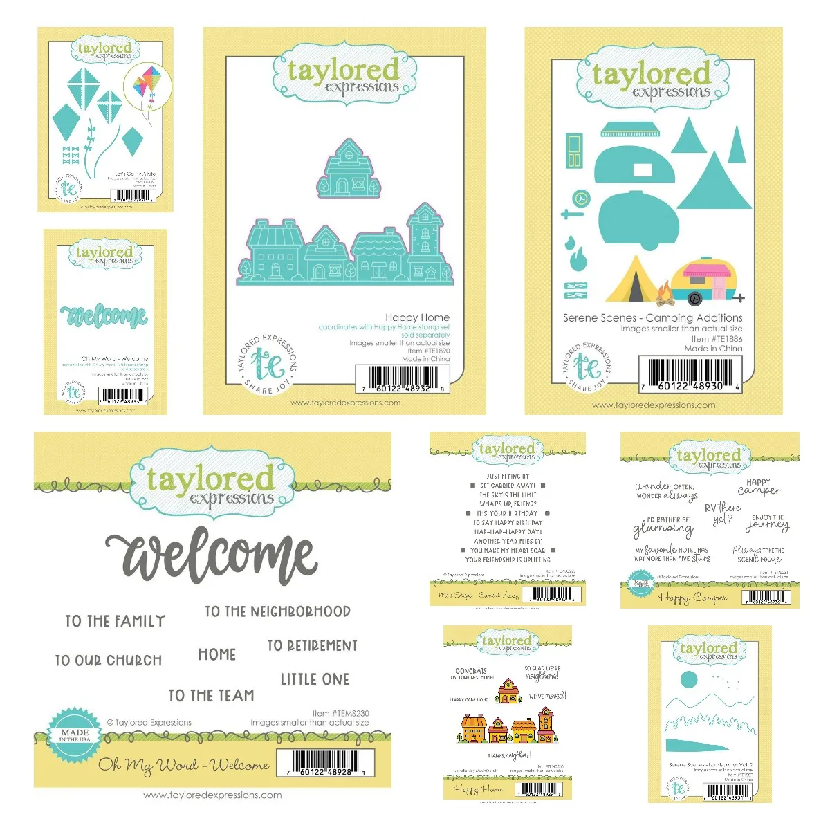 

Happy Camper Embossing Stencils Metal Cutting Dies DIY Scrapbooking Kite Flying Handmade Album Stamp