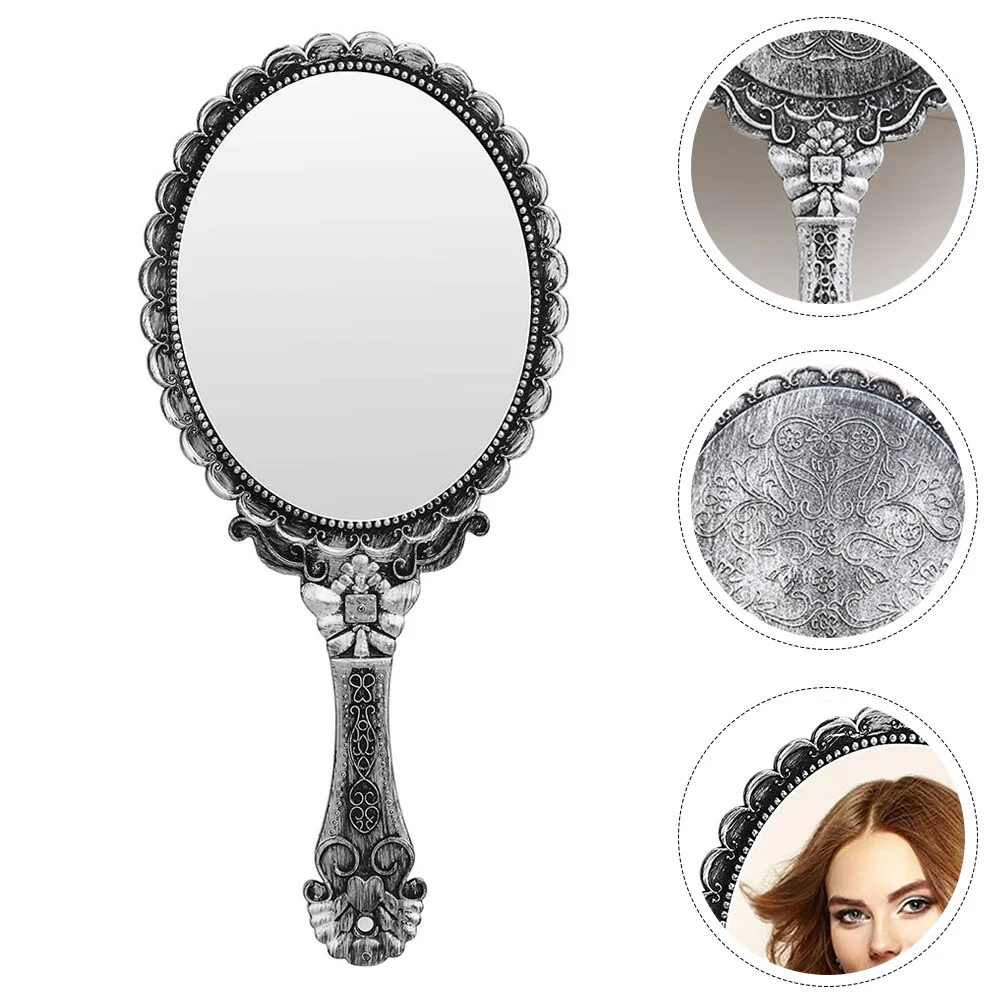 

1pc Vintage Style Handheld Mirror Ladies Mirror Carving Pattern Mirror