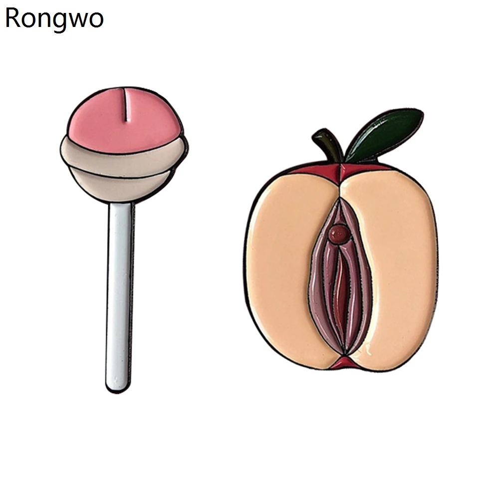 

Rongwo Funny Genital Personality Enamel Brooch Pins Creative Apple Lollipop Lapel Backpack Badge Jewelry Gift for Women Man
