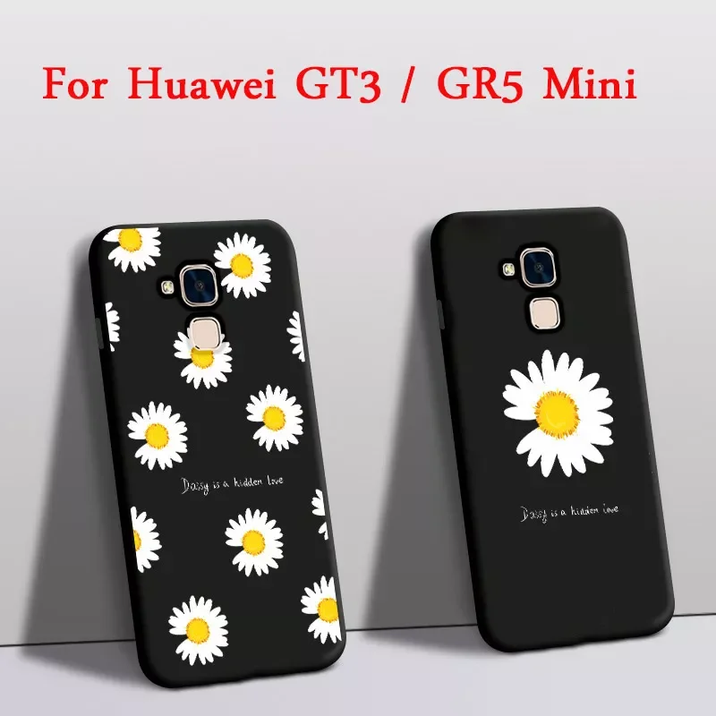 

For Huawei GR5 Mini case GT3 Cover Soft Silicon Protector Mobile Phone Case Rose Flower For Huawei gt3 gr5 mini back Cover Black