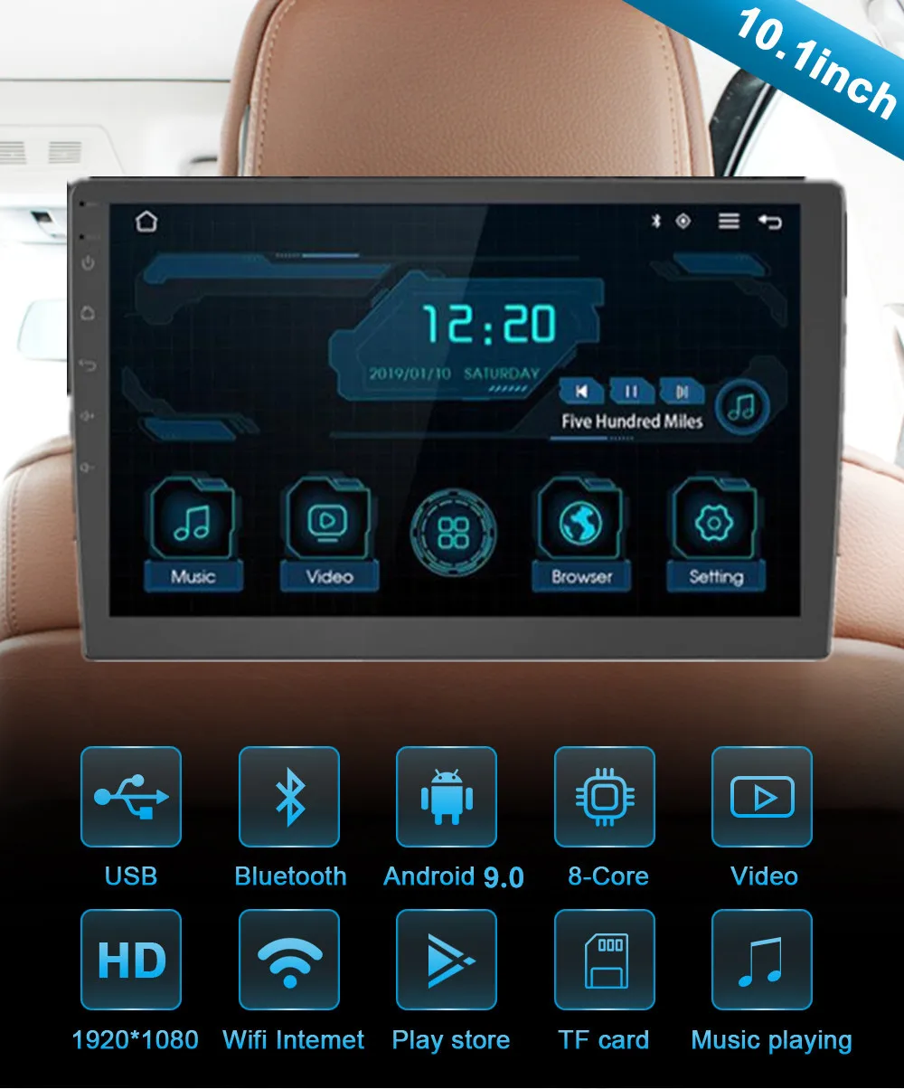 

10.1 Inch Headrest Display Android Auto Headrest MP5 Monitor 1080P Video Tablet Multimedia Mirror Link/HDMI/WIFI/BT/Movie Player