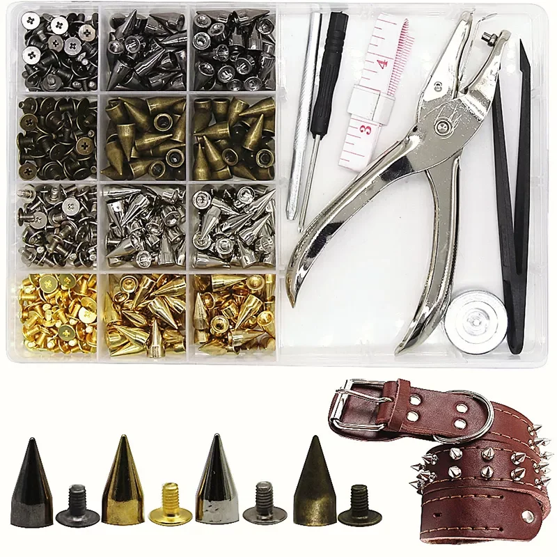

200 Sets Punk Rivets Buckles + Installation Tools Tapered Alloy Screw Base Clothing Bags Shoes Jackets Accessories DIY Buttons