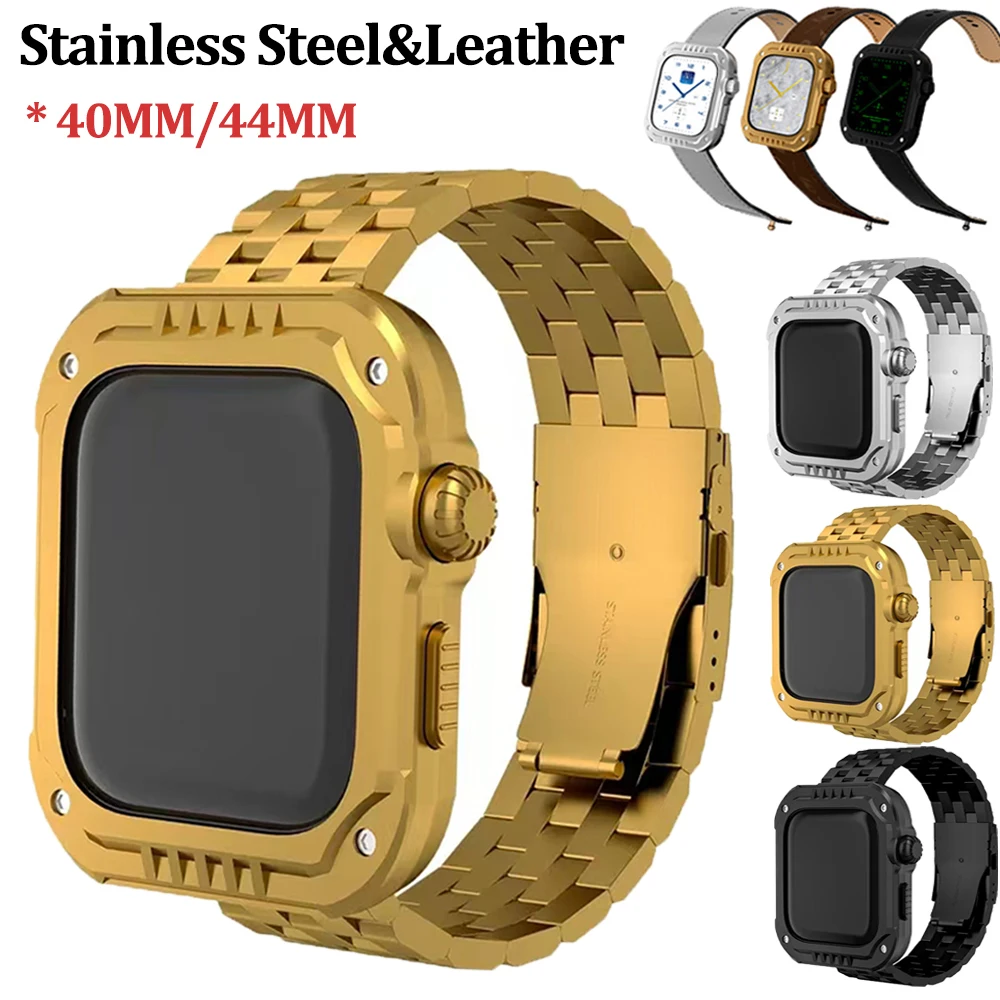 

Чехол из нержавеющей стали для Apple Watch Series 6 5 4, 40 44 мм