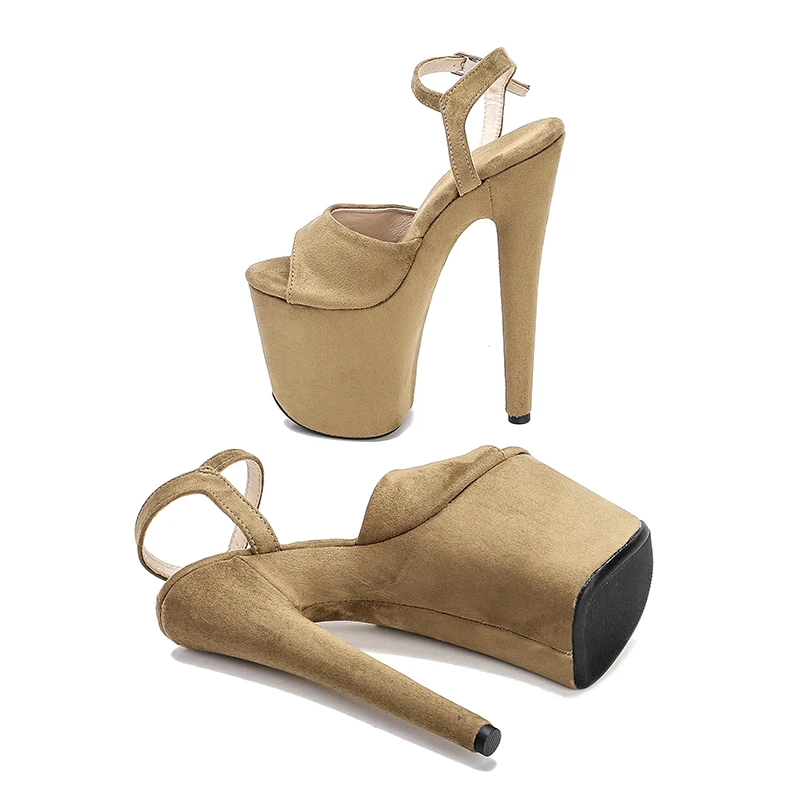 Leecabe 20cm/ 8inches  suede PU upper  fashion sexy  platform high heel   sandals  pole dance shoes