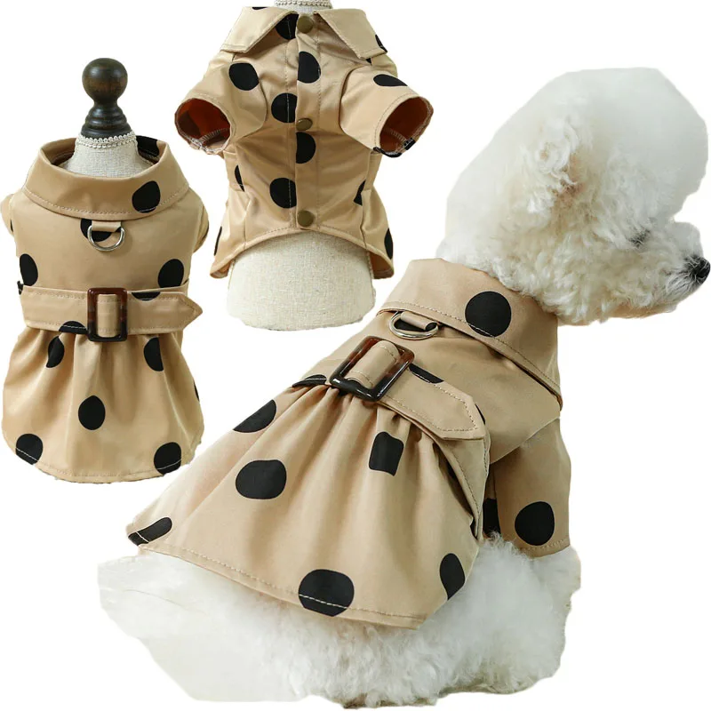 

Dot Pattern Dog Trench Coat Spring&Autumn Kahai Costume Pet Dog Clothes For Small Dogs Puppy Kitten Dress Jacket Ponchos Chiwawa