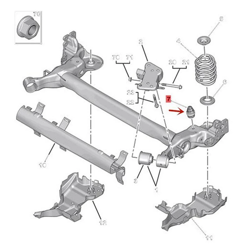 2ШТ Резиновый амортизатор отскока подвески заднего моста 516680 для Peugeot 207 301