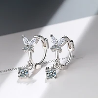 woman butterfly zircon earring 925 stamp fashion pendants hoop earrings vintage luxury jewelry gift