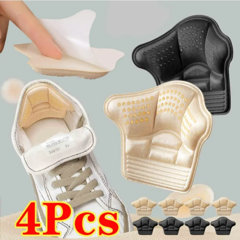 

4Pcs Heel Stickers Heel Protectors Sneaker Shrinking Size Insoles Anti-wear Feet Shoe Pads Adjust Size High Heel Cushion Inserts