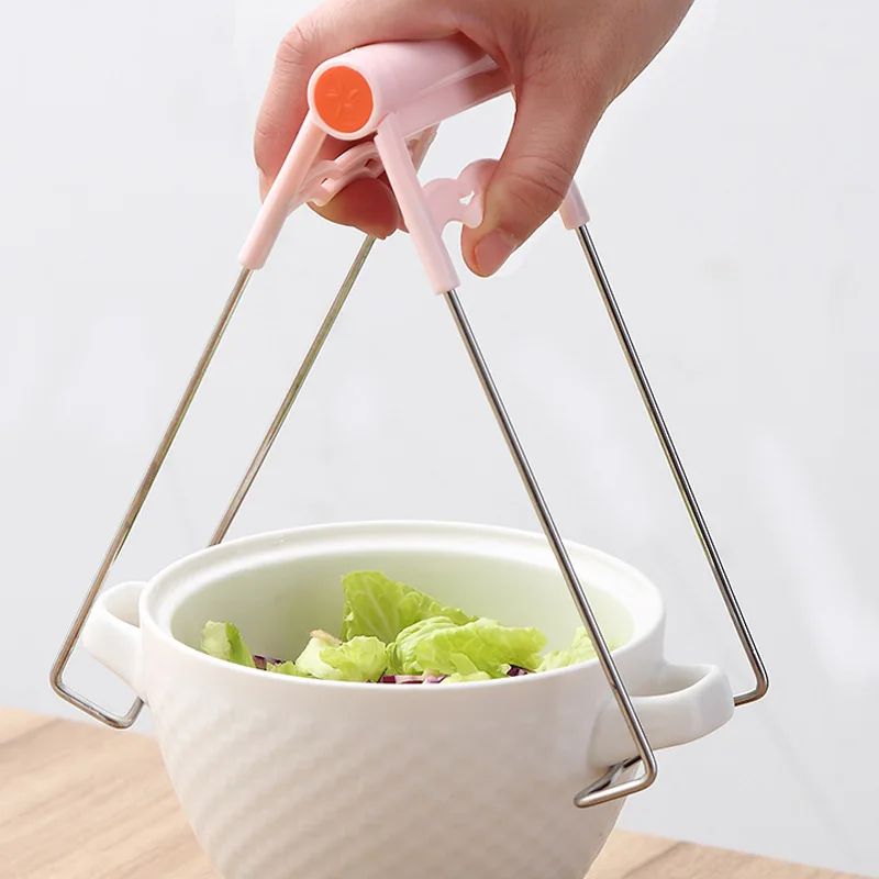 

Folding Stainless Steel Hot Bowl Spoon Utensil Holder Dish Clamp Pot Pan Gripper Silicone Handle Kitchen Tool Organizer