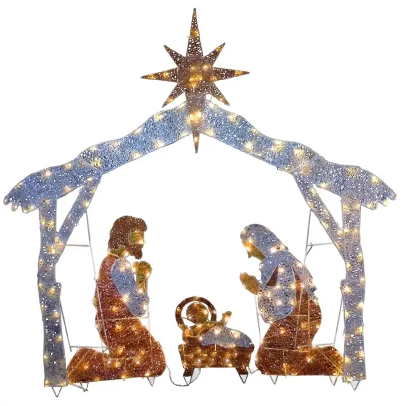 

Iron Jesus Family three people Scene Spring Easter Home Decor Easter Decoration Holy Family Ornaments Yard Outdoor Lawn Decor