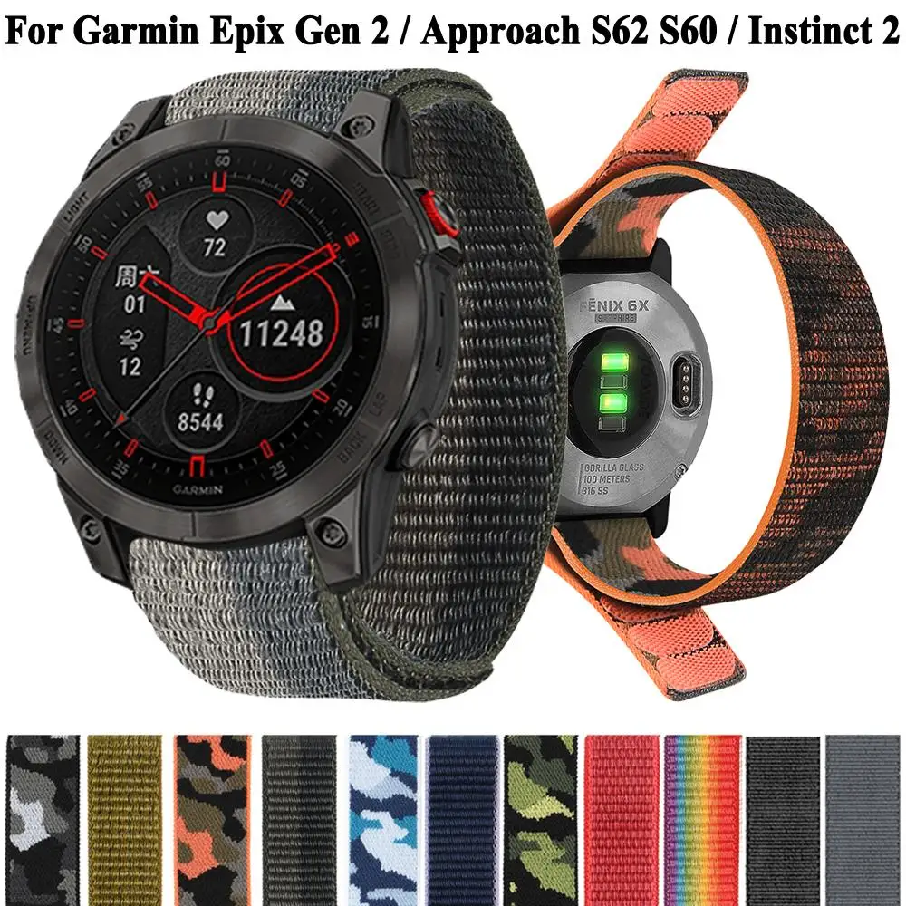 

Epix 2 Hook Loop Nylon Strap For Garmin Forerunner 965 955 935 745 945 LTE S62 S60 Instinct 2 Band 26mm 22mm Bracelet Wristbands