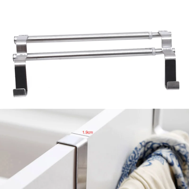 

Bathroom Towel Rack Towel Hanger Over Door Bath Towel Holder Wall Hanging Towel Bar Stainless Kitchen Cabinet Shelf Storage Rack