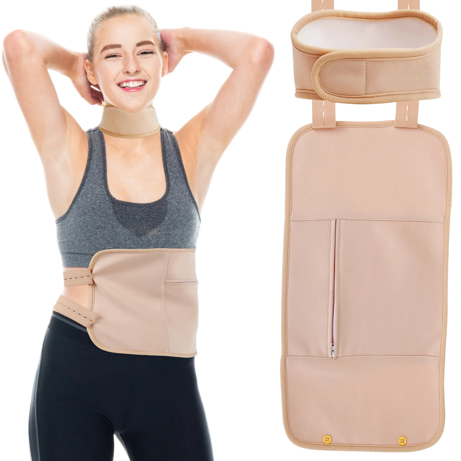 

2Pcs Neck Waist Oil Pack Set Reusable Oil Wrap Mess-Free Oil Pack Wrap with Adjustable Straps Soft Comfortable Oil Pack for Neck