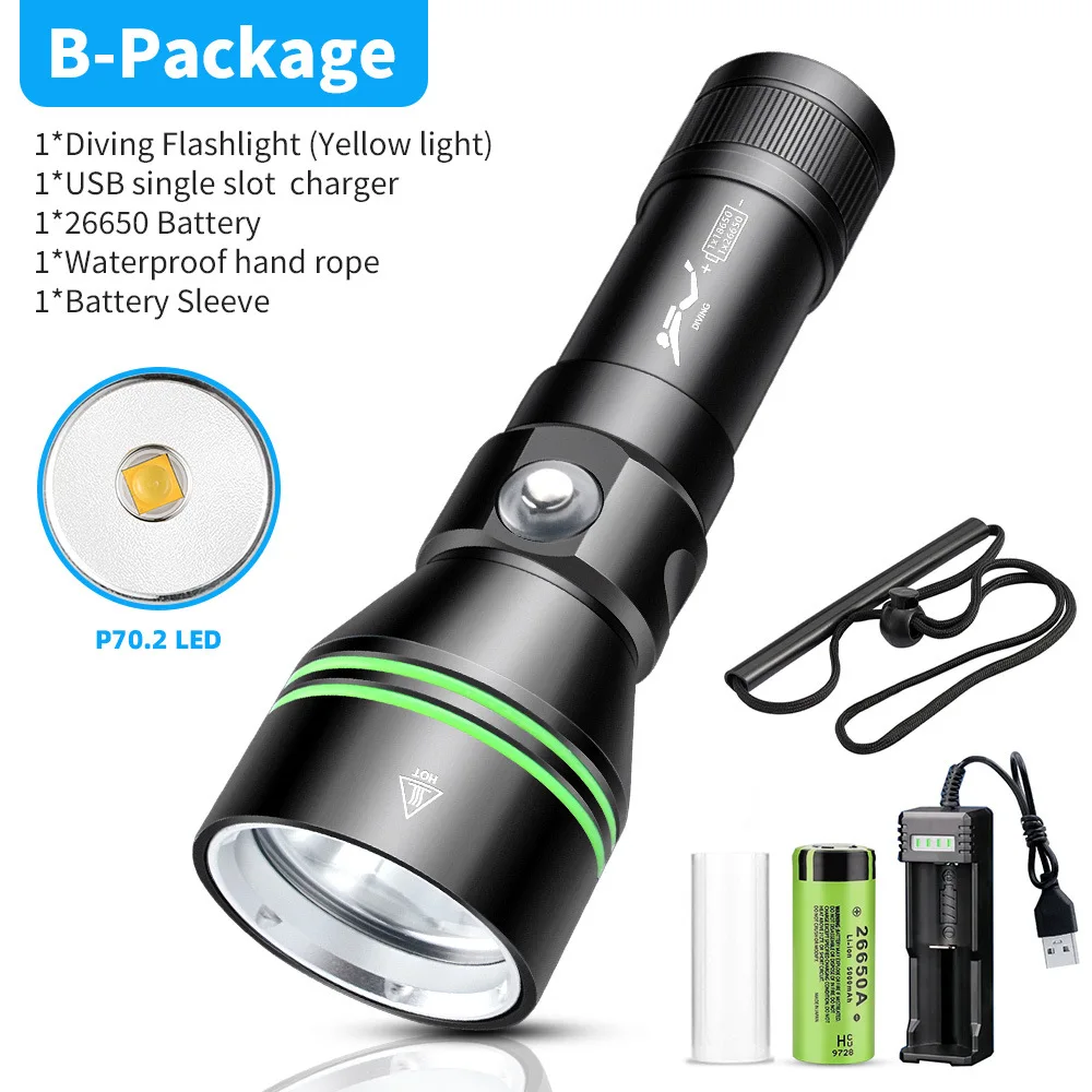 Tinhofire DV79 фонарик для дайвинга 30Вт XHP70.2 черный