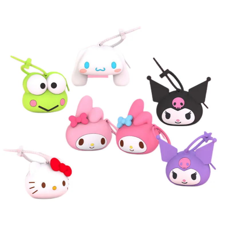 

Sanrio Genuine Cartoon Anime Children Mini Eco-friendly Silicone Bag Cinnamoroll Kuromi Coin Purse Earphone Storage Bag Gift