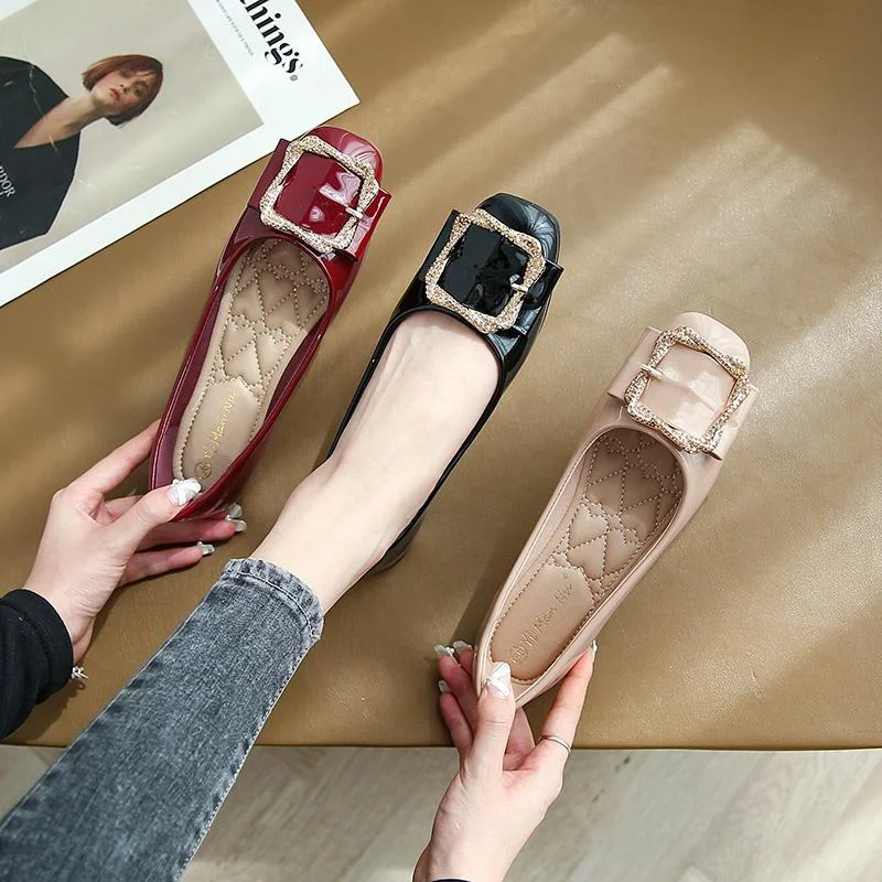 Designer Flats Shoes Women Soft-soled Buckle Single Shoes Ballets Pointed Toe Party Shoes Office Shoes 2023 New Zapatos Mujer