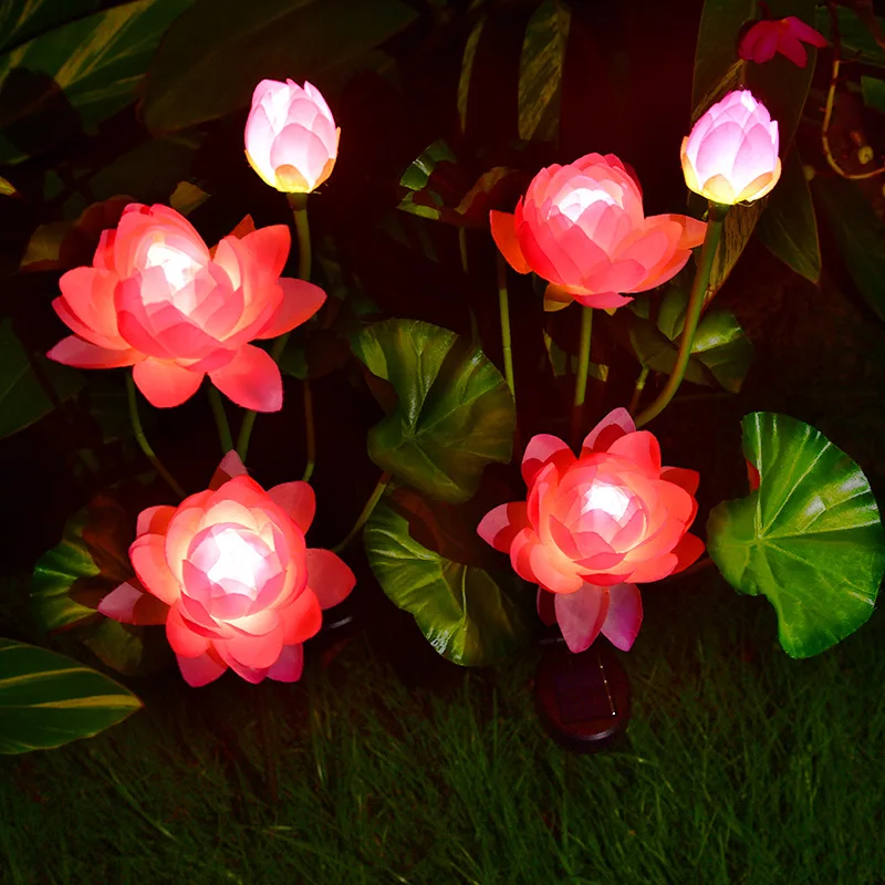 

Newest Solar Lotus Light Garden Ground Lights Waterproof Outdoor Flowers Lamp Courtyard Pathway Landscape Decor Solar Lawn Light