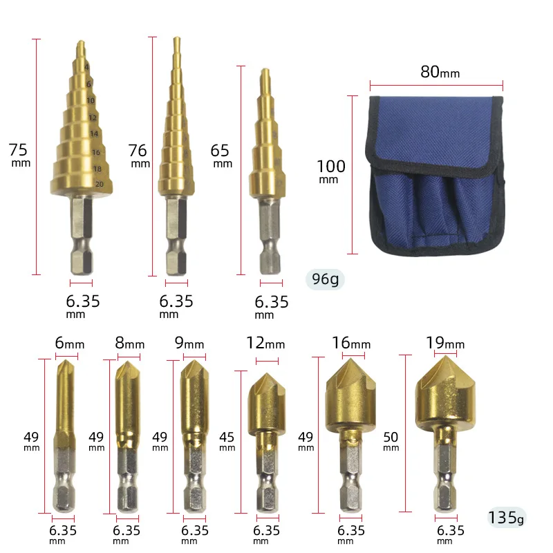 Yunbei 10 комплектов из пяти сверлильных перфораторов для деревообработки с фаской