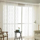 Современные белые геометрические тюлевые занавески для гостиной, спальни, окна с вышивкой, прозрачный домашний декор