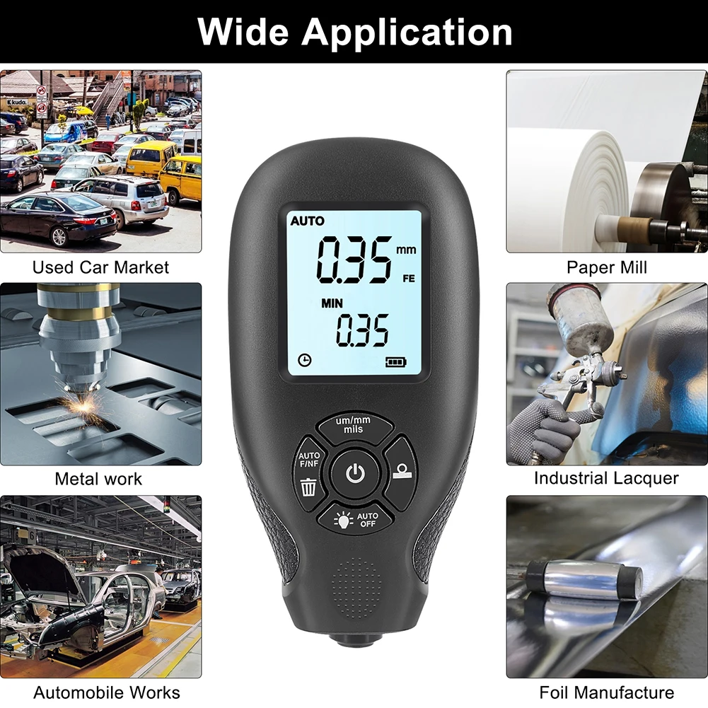 

HW-300 Car Paint Coating Thickness Tester Gauge Automatic Shutdown Digital LCD Automobile Film Thickness Meter