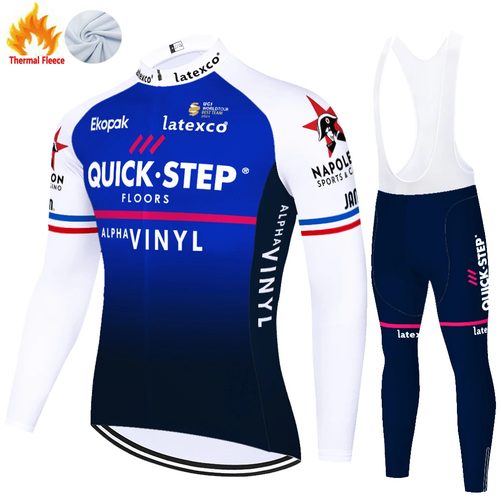 Team QUICK STEP 2022 Велоспорт Джерси зимние термальные флисовые велосипедные длинные