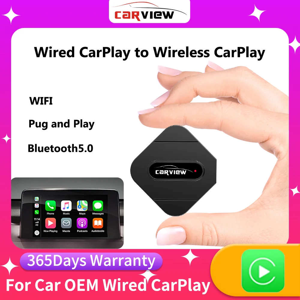 CARVIEW Carplay AI Box USB Plug and Play Car OEM Wired CarPlay to Wireless CarPlay Linux System Fast Connect Smart Mini AI Box