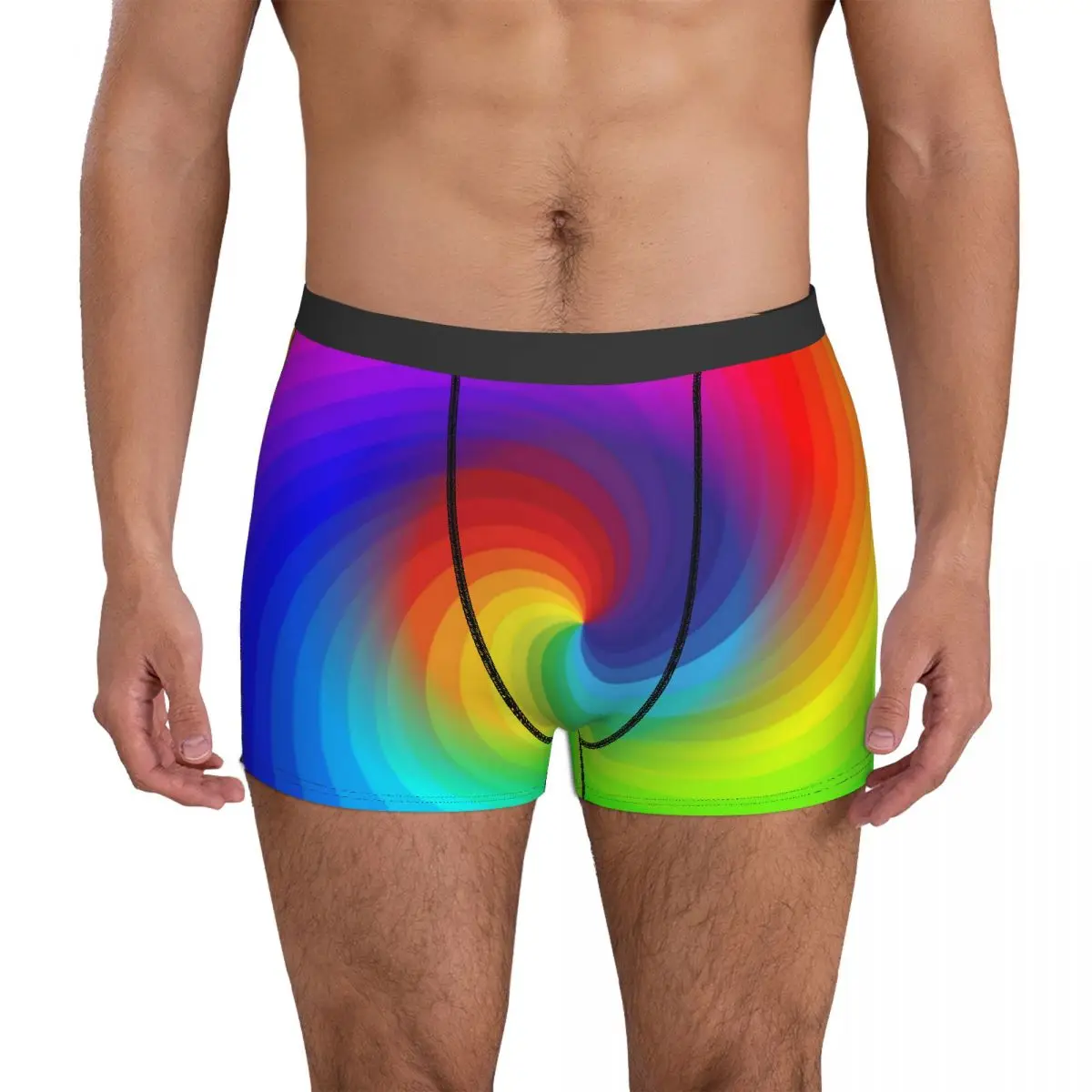 

Colorful Tie Dye Underwear Rainbow Swirl Art Males Boxer Brief Elastic Boxershorts High Quality Custom Plus Size Panties
