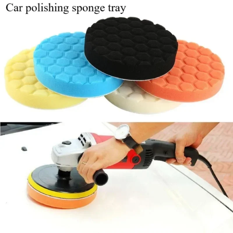 Buffing Polishing Sponge Pads Kit for Car Polishers. Soft Wave Foam Waffle Pad Wash Cleaning and Detailing Tools.
