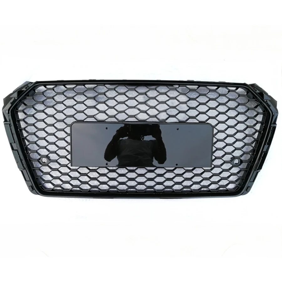 

For RS4 Style Front Sport Hex Mesh Honeycomb Hood Grill Gloss Black for Audi A4/S4 B9 2017-2019