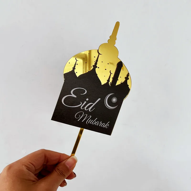 

INS Золотой арабский Мубарак Рамадан торт Топпер акриловый ИД Мубарак кекс Топпер для ИД мубара украшения для торта для вечеринки