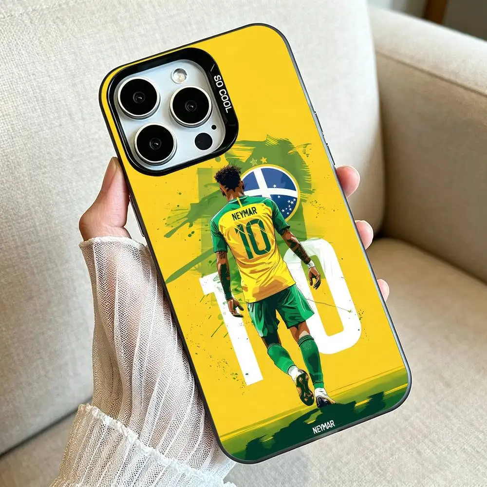 Фото NO-010-N- Чехол для телефона с Неймаром для iPhone 17, 16, 15, 14, 13, 12, 11 Plus Pro Max, серебристый цвет, Funda Bumbe №5