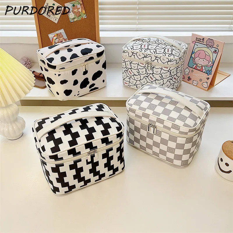 

PURDORED 1 Pc New Fashion Large Women Makeup Bag Zipper Waterproof Cosmetic Bag Female Travel Make Up Organizer Beauty Case