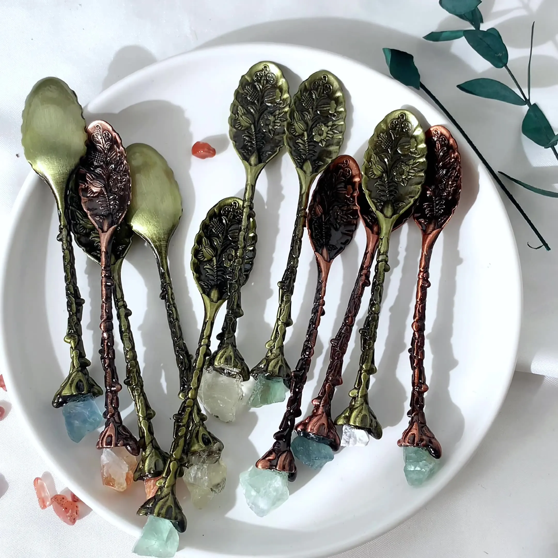 Мини-ложка с аметистом, аметистовая ложка, чайная ложка для подарков, кухонная кофе (art.: 3920cedd7e460) - 3920cedd7e460