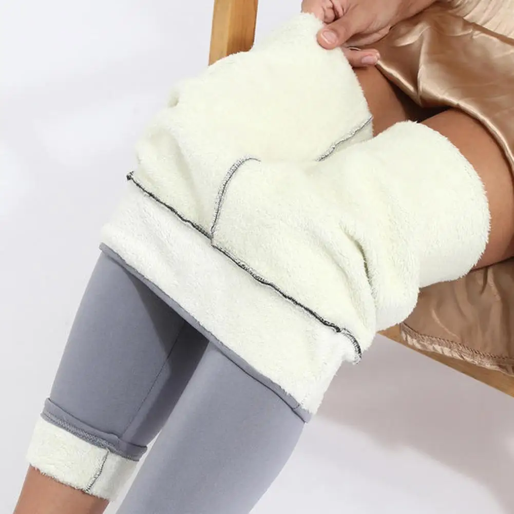 

Solid Color Leggings Cozy Winter Leggings Soft Plush Warmth High Waist Comfort Cold-resistant Trousers for Women High Waist