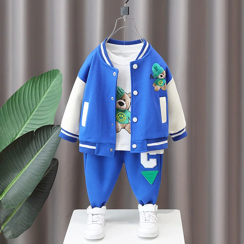 

Baby Girls Boys Clothes Sets Children Baseball Outfits Infant Cartoon Bear Jacket New Spring Autumn Kids Sportswear 2Pcs Suit