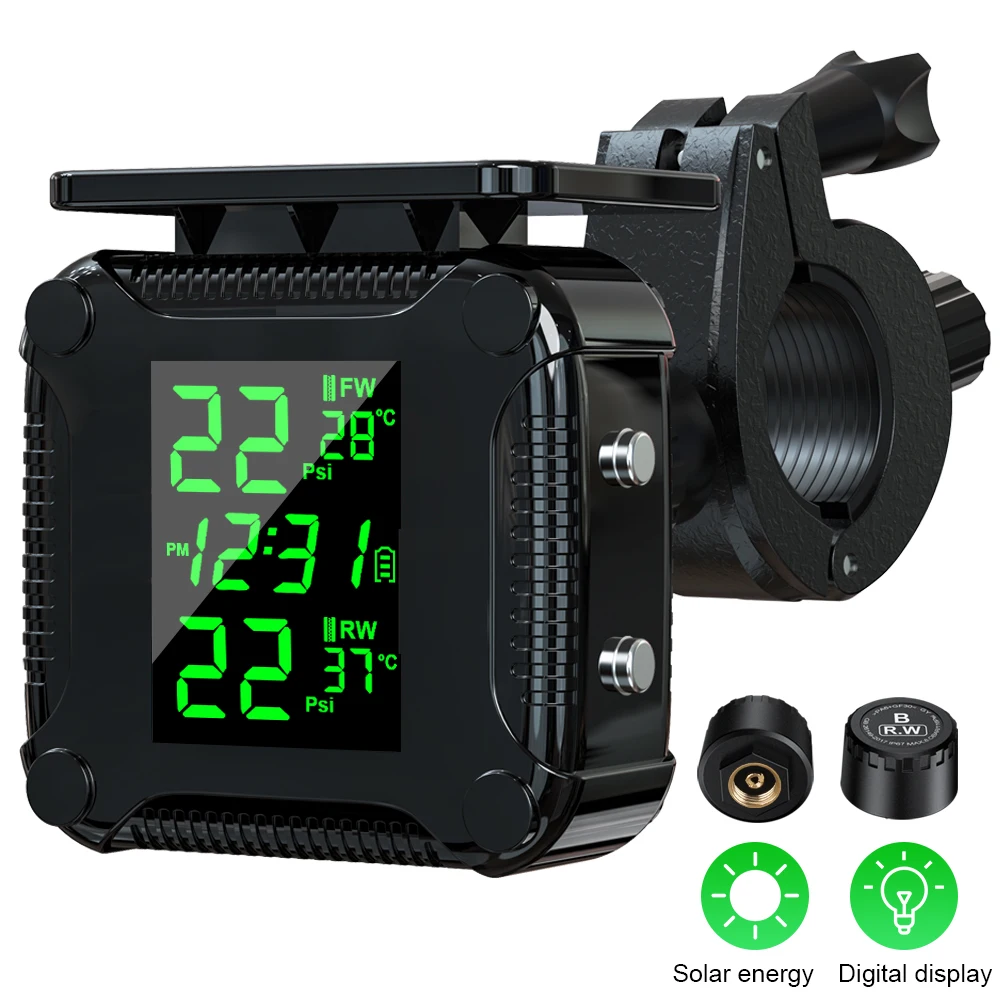 

Система контроля давления в шинах Extractme, цветной дисплей, беспроводной TPMS, датчик сигнализации температуры в шинах на солнечной энергии для мотоцикла