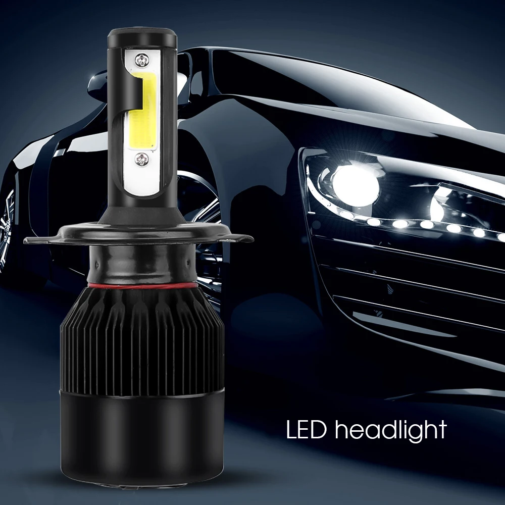 

2PC 12V C6 Car LED Headlight Bulbs H4/9003/HB2 72W 10000LM 6500K IP65 Waterproof H4 Auto Mini Head Lamp COB Fog Light