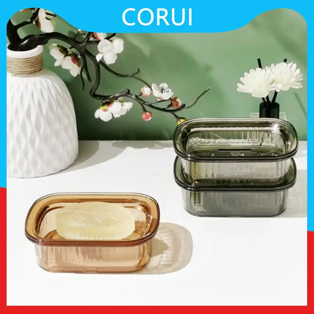 

Fall-proof Household With Soap Dish Holder Pet Material Double-layer Soap Box Double-layer Drain Draining Soap Box Convenient