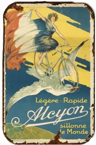 1919 год велосипеды Alcyon рекламный жестяной знак 8x12 цельнометаллический винтажный