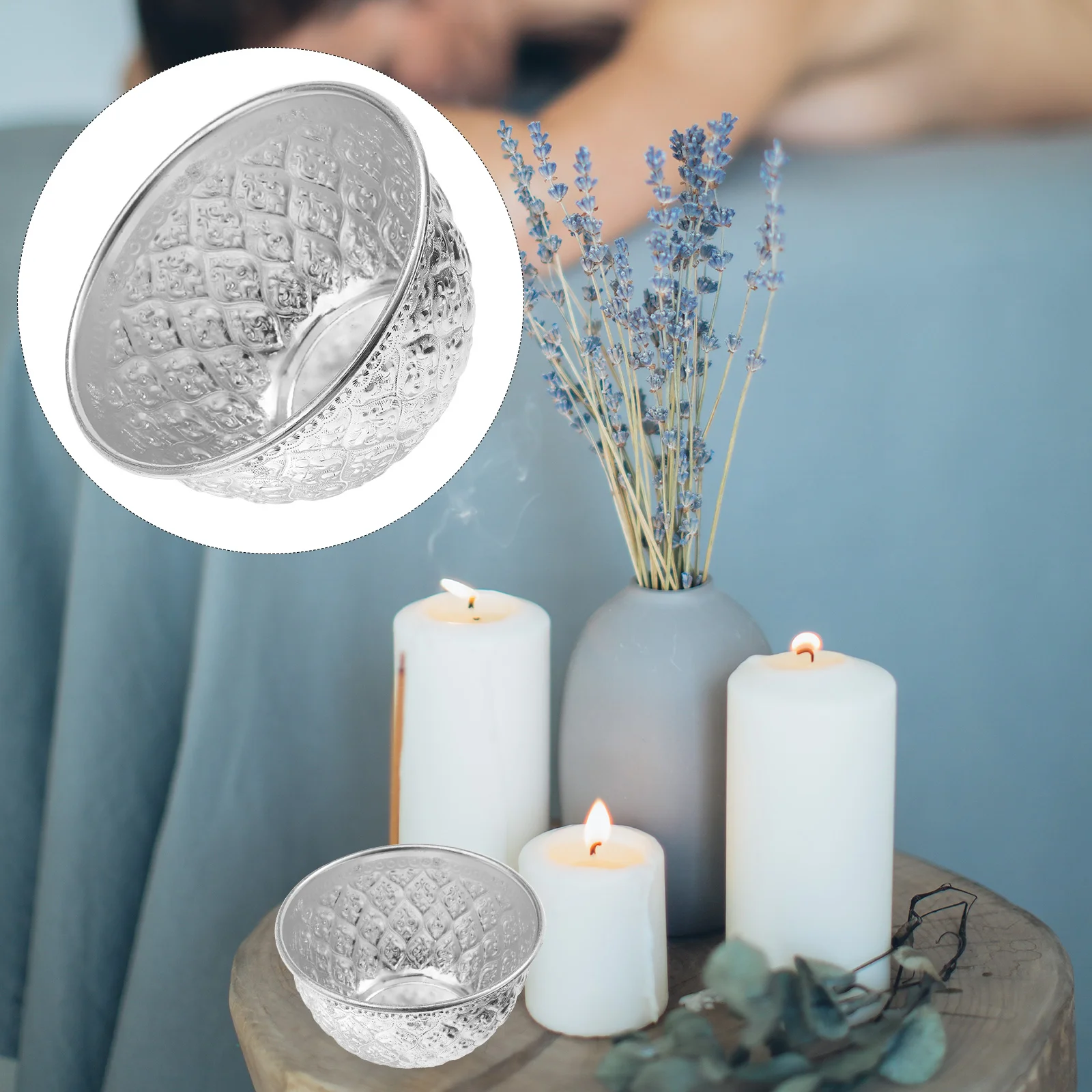 

Bowl Oil Essential Serving Diffuser Thai Vintage Spa Facial Holder Noodles Tin Design Traditional Salonburner Offering Rice