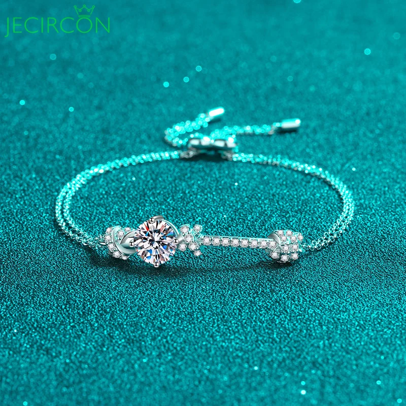 

Женский браслет из серебра 925 пробы с муассанитом, 2 карата