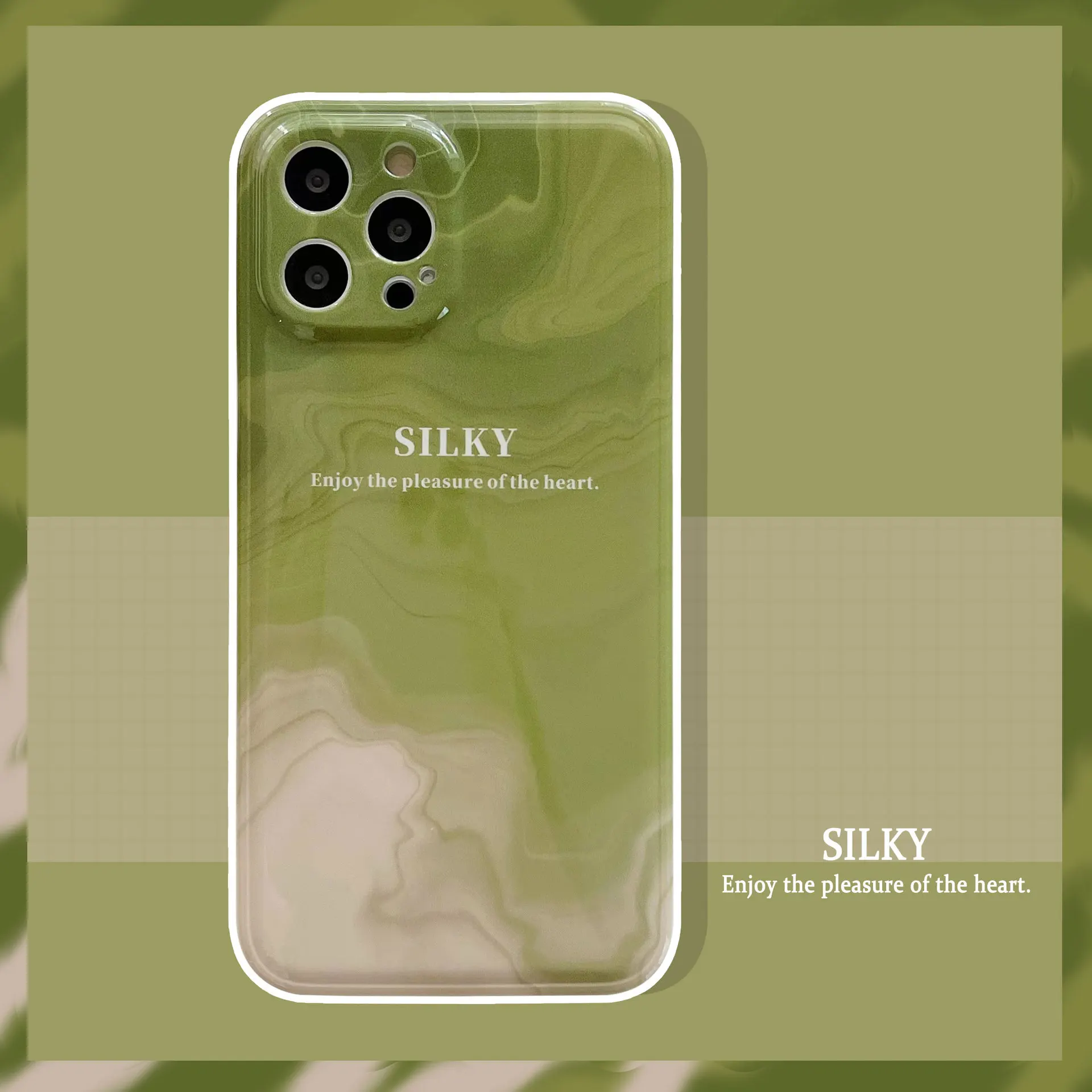

ins Simple Watercolor Matcha Green Gradient Phone Case For iPhone 12 13 11 Pro Max X Xs Xr Anti-fall Letters Cases Cover