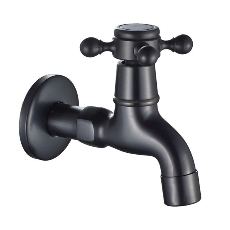 

Wall Mount Bibcock Antique Brass Retro Small Pool Tap Decorative Garden Faucet Washing Machine Mop Cold Water WC Taps