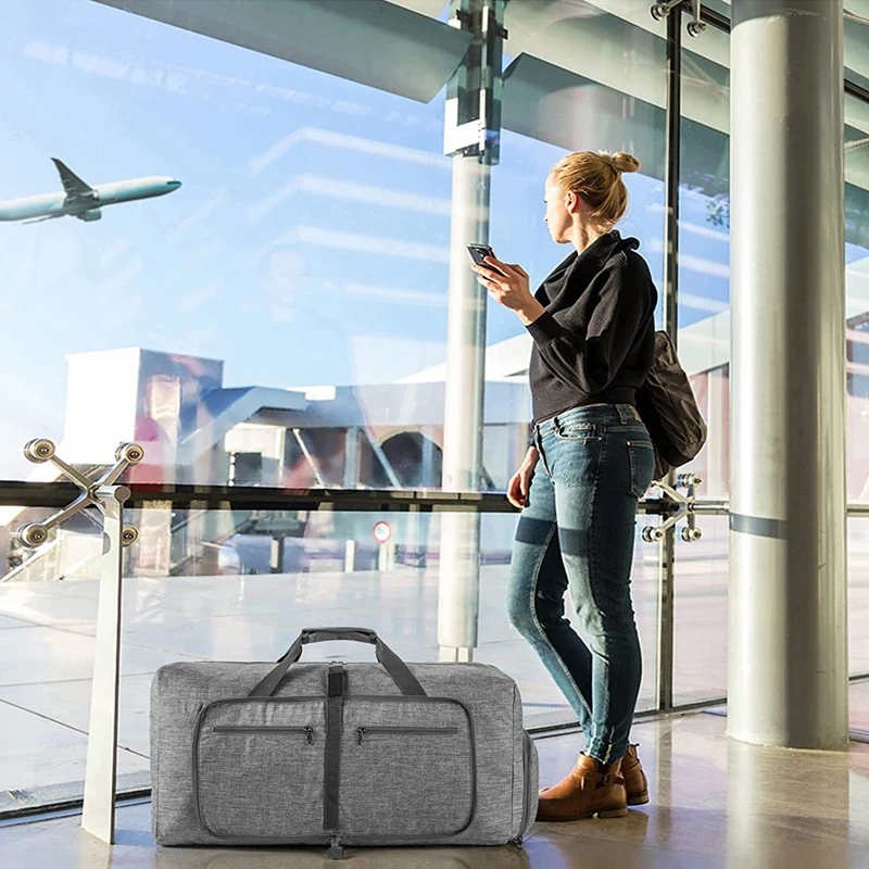 Folding Portable Travel Bags 65L Large Capacity Sports Fitness Storage Luggage Bag Women Casual Traveling Organizer Tote Handbag