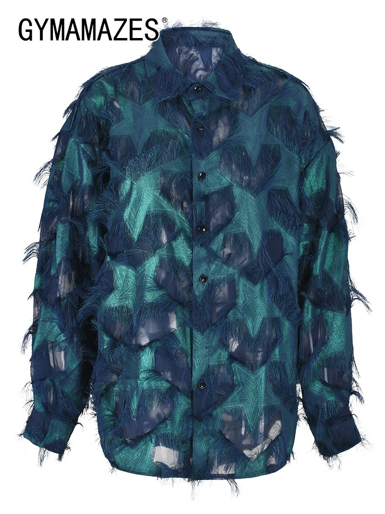 

Женская однобортная рубашка с отложным воротником и длинным рукавом