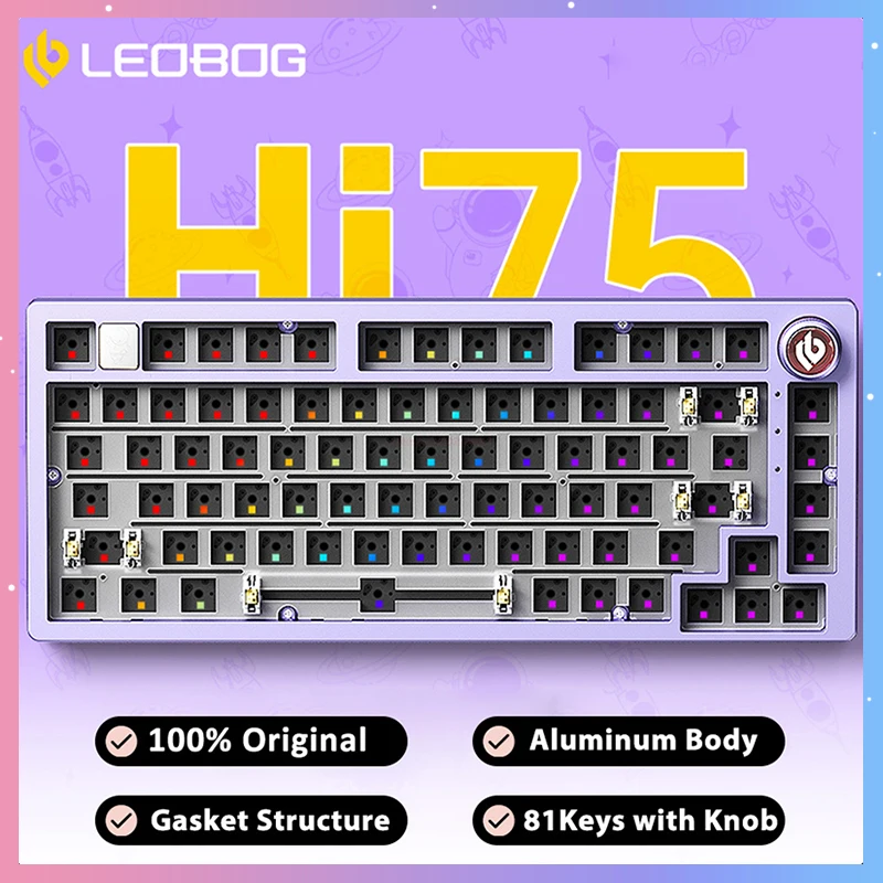 Механическая клавиатура LEOBOG Hi75 Wirled Hot-Swap RGB, прокладка, пользовательская клавиатура, корпус из алюминиевого сплава, ПК, планшетов