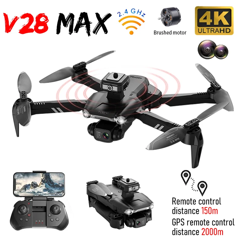 

V28 Dron GPS 4K HD Dual Cameras 360° Obstacle Avoidance Quadcopter Option Flow Professional Remote Control Drone 2000M Boy toys